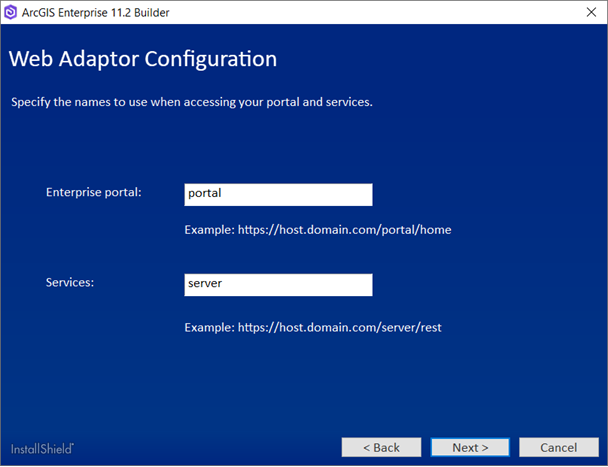 Provide unique Web Adaptor names or accept the defaults. Provide unique Web Adaptor names or accept the defaults.