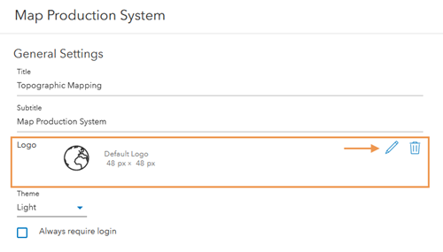 Upload a logo in the app's General Settings dialog box Upload a logo in the app's General Settings dialog box