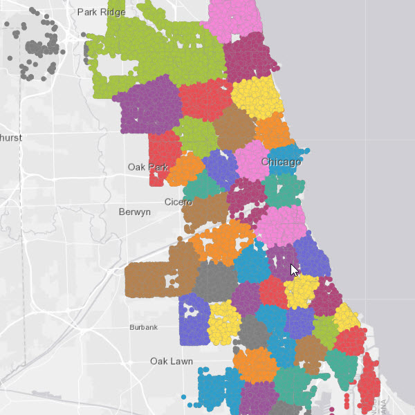 Clusters of crime events found using the k-means algorithm Clusters of crime events found using the k-means algorithm